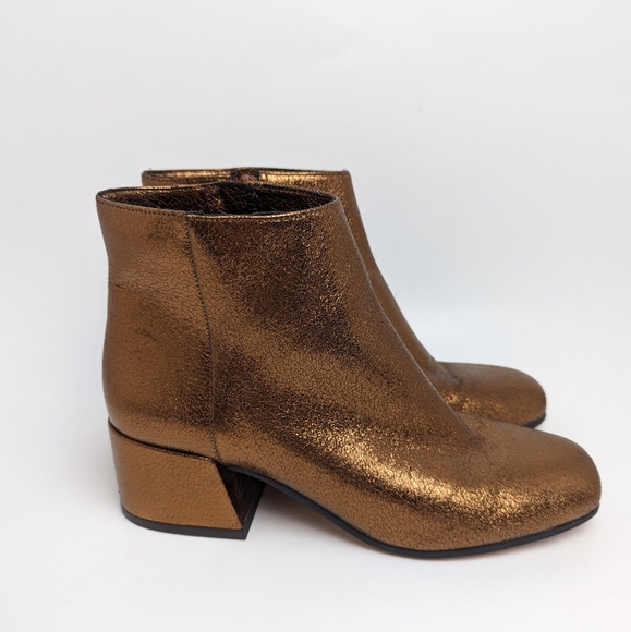 Sole Society Boot Copper Tashia Metallic Ankle Boot Size 7.5M Square Toe - Picture 3 of 16